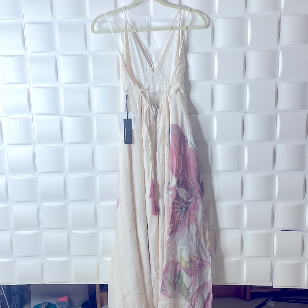 Lulus Zen Garden Cream Floral Print Maxi Dress Size XS new with tags. Vintage - Picture 11 of 12